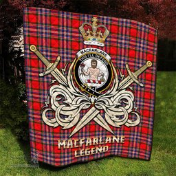 ScotsTee Shop Scottish MacFarlane Modern Clan Crest Tartan Quilt The Golden Sword of Courageous Legacy Quilt