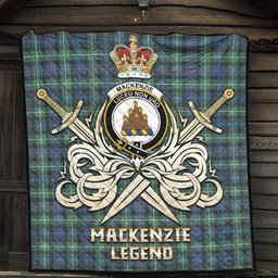 ScotsTee Shop Scottish MacKenzie Ancient Clan Crest Tartan Quilt The Golden Sword of Courageous Legacy Quilt