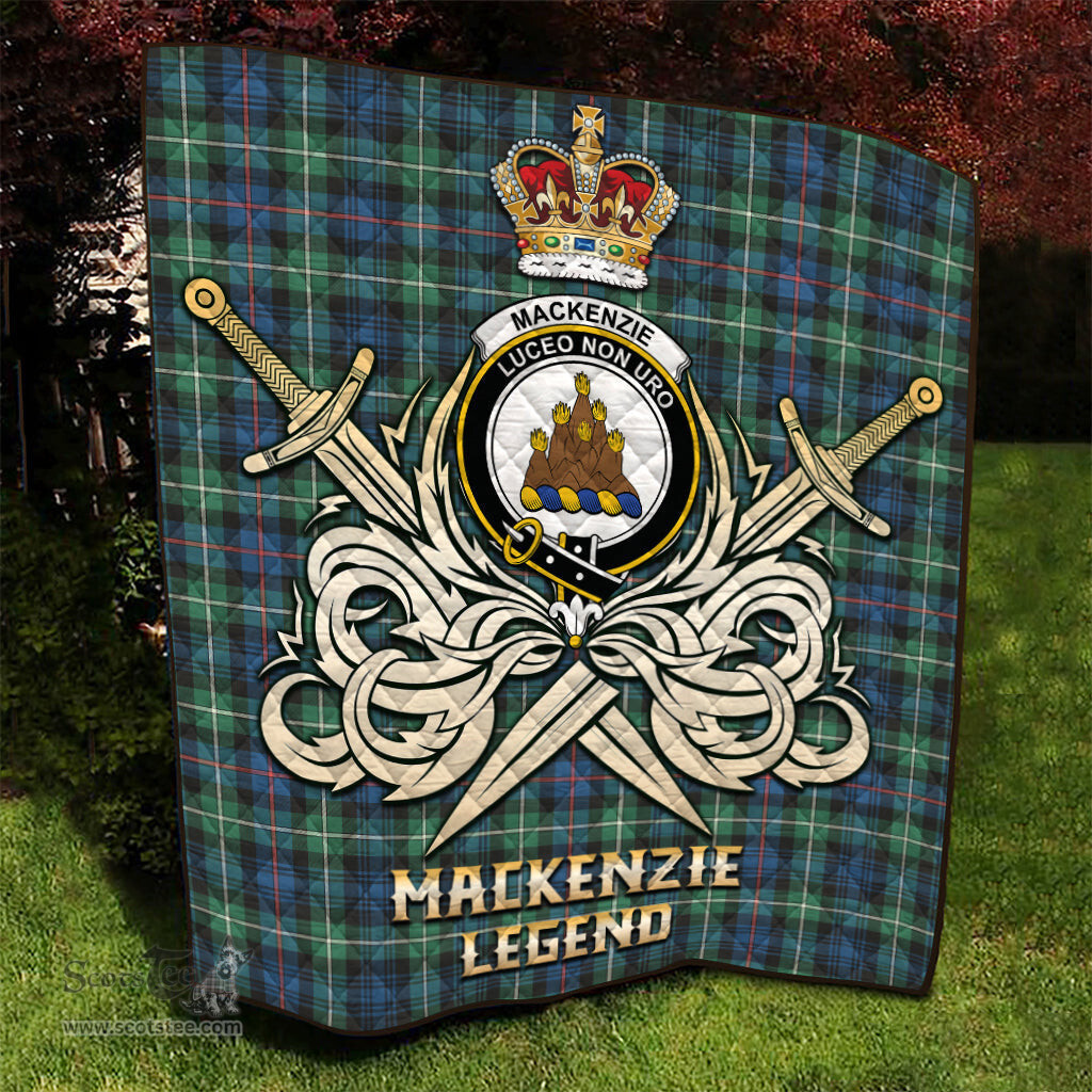ScotsTee Shop Scottish MacKenzie Ancient Clan Crest Tartan Quilt The Golden Sword of Courageous Legacy Quilt