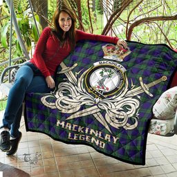 ScotsTee Shop Scottish MacKinlay Modern Clan Crest Tartan Quilt The Golden Sword of Courageous Legacy Quilt