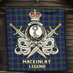 ScotsTee Shop Scottish MacKinlay Modern Clan Crest Tartan Quilt The Golden Sword of Courageous Legacy Quilt