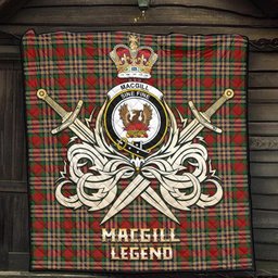 ScotsTee Shop Scottish MacGill Clan Crest Tartan Quilt The Golden Sword of Courageous Legacy Quilt