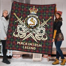 ScotsTee Shop Scottish MacKintosh Hunting Modern Clan Crest Tartan Quilt The Golden Sword of Courageous Legacy Quilt