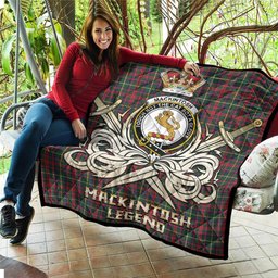 ScotsTee Shop Scottish MacKintosh Hunting Modern Clan Crest Tartan Quilt The Golden Sword of Courageous Legacy Quilt
