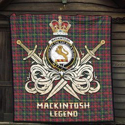 ScotsTee Shop Scottish MacKintosh Hunting Modern Clan Crest Tartan Quilt The Golden Sword of Courageous Legacy Quilt