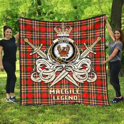 ScotsTee Shop Scottish MacGill Modern Clan Crest Tartan Quilt The Golden Sword of Courageous Legacy Quilt