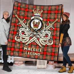 ScotsTee Shop Scottish MacGill Modern Clan Crest Tartan Quilt The Golden Sword of Courageous Legacy Quilt