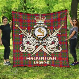 ScotsTee Shop Scottish MacKintosh Modern Clan Crest Tartan Quilt The Golden Sword of Courageous Legacy Quilt