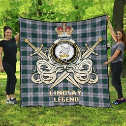 ScotsTee Shop Scottish Lindsay Dress Clan Crest Tartan Quilt The Golden Sword of Courageous Legacy Quilt