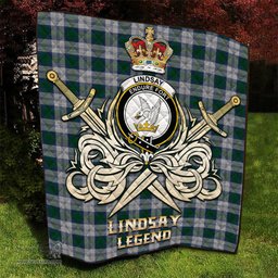 ScotsTee Shop Scottish Lindsay Dress Clan Crest Tartan Quilt The Golden Sword of Courageous Legacy Quilt
