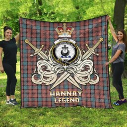 ScotsTee Shop Scottish Hannay Dress Clan Crest Tartan Quilt The Golden Sword of Courageous Legacy Quilt