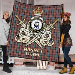 ScotsTee Shop Scottish Hannay Dress Clan Crest Tartan Quilt The Golden Sword of Courageous Legacy Quilt