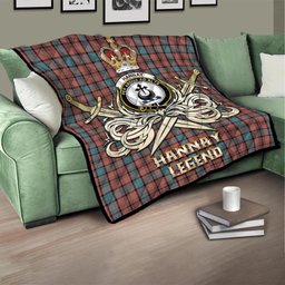 ScotsTee Shop Scottish Hannay Dress Clan Crest Tartan Quilt The Golden Sword of Courageous Legacy Quilt