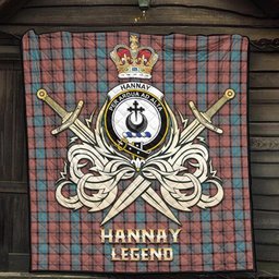 ScotsTee Shop Scottish Hannay Dress Clan Crest Tartan Quilt The Golden Sword of Courageous Legacy Quilt