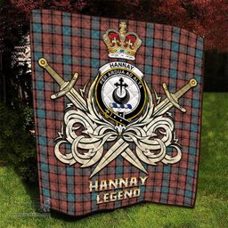 ScotsTee Shop Scottish Hannay Dress Clan Crest Tartan Quilt The Golden Sword of Courageous Legacy Quilt