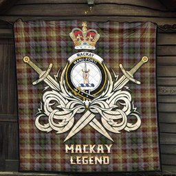 ScotsTee Shop Scottish MacKay of Strathnaver Clan Crest Tartan Quilt The Golden Sword of Courageous Legacy Quilt