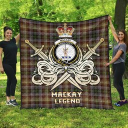 ScotsTee Shop Scottish MacKay of Strathnaver Clan Crest Tartan Quilt The Golden Sword of Courageous Legacy Quilt
