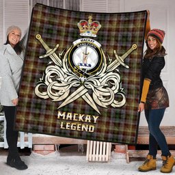 ScotsTee Shop Scottish MacKay of Strathnaver Clan Crest Tartan Quilt The Golden Sword of Courageous Legacy Quilt