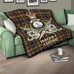 ScotsTee Shop Scottish MacKay of Strathnaver Clan Crest Tartan Quilt The Golden Sword of Courageous Legacy Quilt
