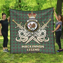 ScotsTee Shop Scottish MacKinnon Hunting Ancient Clan Crest Tartan Quilt The Golden Sword of Courageous Legacy Quilt