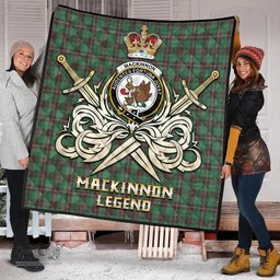 ScotsTee Shop Scottish MacKinnon Hunting Ancient Clan Crest Tartan Quilt The Golden Sword of Courageous Legacy Quilt