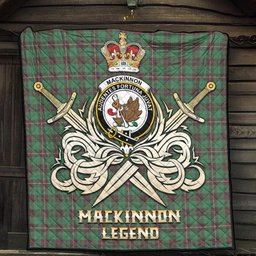 ScotsTee Shop Scottish MacKinnon Hunting Ancient Clan Crest Tartan Quilt The Golden Sword of Courageous Legacy Quilt