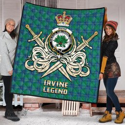 ScotsTee Shop Scottish Irvine Ancient Clan Crest Tartan Quilt The Golden Sword of Courageous Legacy Quilt