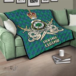 ScotsTee Shop Scottish Irvine Ancient Clan Crest Tartan Quilt The Golden Sword of Courageous Legacy Quilt