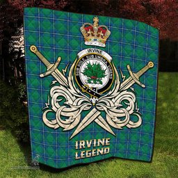 ScotsTee Shop Scottish Irvine Ancient Clan Crest Tartan Quilt The Golden Sword of Courageous Legacy Quilt