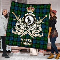 ScotsTee Shop Scottish MacKie Clan Crest Tartan Quilt The Golden Sword of Courageous Legacy Quilt