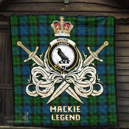 ScotsTee Shop Scottish MacKie Clan Crest Tartan Quilt The Golden Sword of Courageous Legacy Quilt