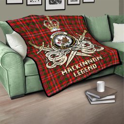 ScotsTee Shop Scottish MacKinnon Modern Clan Crest Tartan Quilt The Golden Sword of Courageous Legacy Quilt