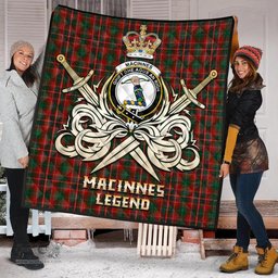 ScotsTee Shop Scottish MacInnes Hastie Clan Crest Tartan Quilt The Golden Sword of Courageous Legacy Quilt
