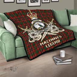 ScotsTee Shop Scottish MacInnes Hastie Clan Crest Tartan Quilt The Golden Sword of Courageous Legacy Quilt