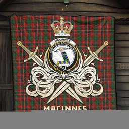 ScotsTee Shop Scottish MacInnes Hastie Clan Crest Tartan Quilt The Golden Sword of Courageous Legacy Quilt