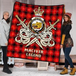 ScotsTee Shop Scottish MacIver Modern Clan Crest Tartan Quilt The Golden Sword of Courageous Legacy Quilt