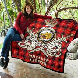 ScotsTee Shop Scottish MacIver Modern Clan Crest Tartan Quilt The Golden Sword of Courageous Legacy Quilt