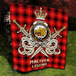 ScotsTee Shop Scottish MacIver Modern Clan Crest Tartan Quilt The Golden Sword of Courageous Legacy Quilt