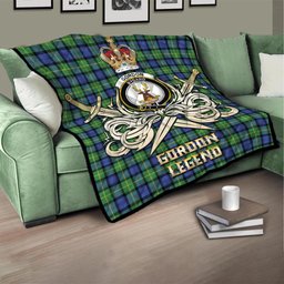 ScotsTee Shop Scottish Gordon Old Ancient Clan Crest Tartan Quilt The Golden Sword of Courageous Legacy Quilt