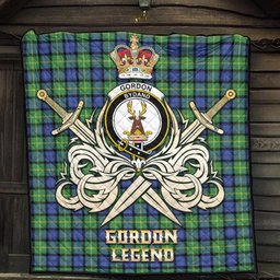 ScotsTee Shop Scottish Gordon Old Ancient Clan Crest Tartan Quilt The Golden Sword of Courageous Legacy Quilt