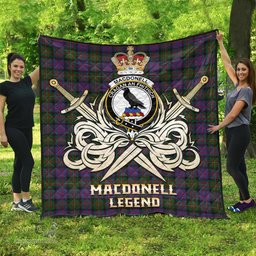 ScotsTee Shop Scottish MacDonell of Glengarry Clan Crest Tartan Quilt The Golden Sword of Courageous Legacy Quilt