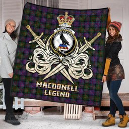 ScotsTee Shop Scottish MacDonell of Glengarry Clan Crest Tartan Quilt The Golden Sword of Courageous Legacy Quilt