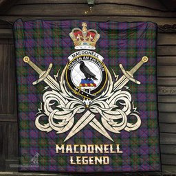 ScotsTee Shop Scottish MacDonell of Glengarry Clan Crest Tartan Quilt The Golden Sword of Courageous Legacy Quilt