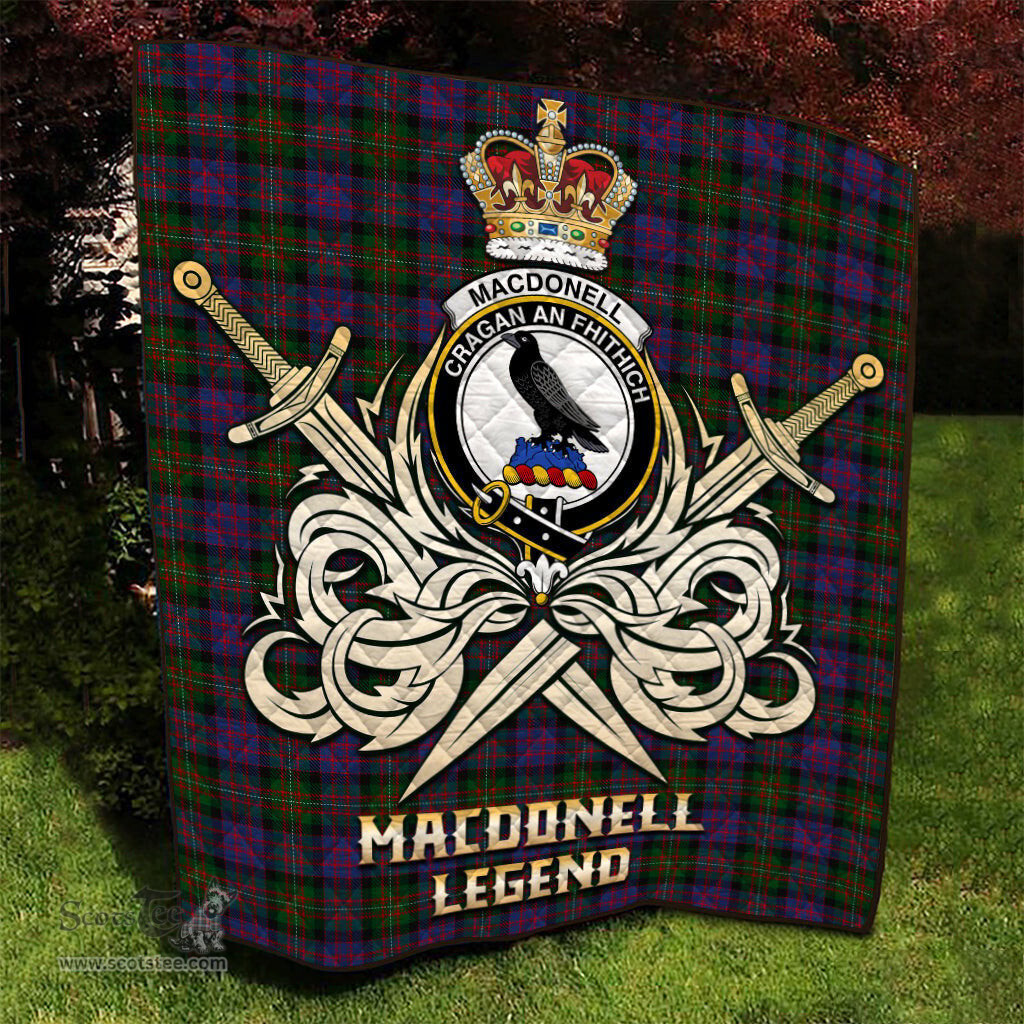 ScotsTee Shop Scottish MacDonell of Glengarry Clan Crest Tartan Quilt The Golden Sword of Courageous Legacy Quilt