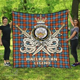 ScotsTee Shop Scottish MacLachlan Ancient Clan Crest Tartan Quilt The Golden Sword of Courageous Legacy Quilt