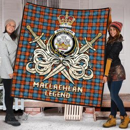 ScotsTee Shop Scottish MacLachlan Ancient Clan Crest Tartan Quilt The Golden Sword of Courageous Legacy Quilt