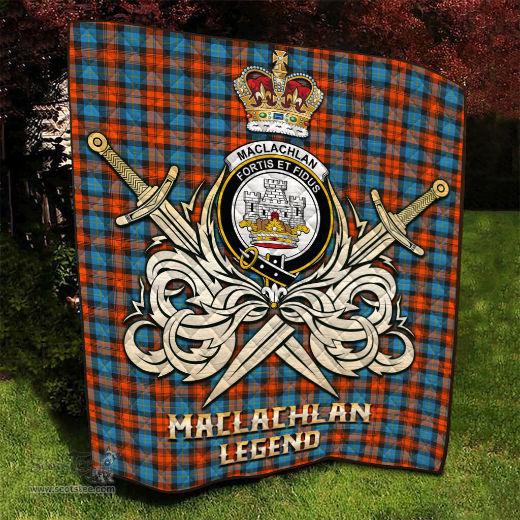ScotsTee Shop Scottish MacLachlan Ancient Clan Crest Tartan Quilt The Golden Sword of Courageous Legacy Quilt