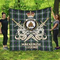ScotsTee Shop Scottish MacKenzie Dress Clan Crest Tartan Quilt The Golden Sword of Courageous Legacy Quilt