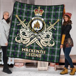 ScotsTee Shop Scottish MacKenzie Dress Clan Crest Tartan Quilt The Golden Sword of Courageous Legacy Quilt