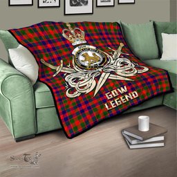 ScotsTee Shop Scottish Gow Modern Clan Crest Tartan Quilt The Golden Sword of Courageous Legacy Quilt